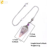 7 Chakras Quartz Pendulum Natural Chip Bead Resin Pendant T018
