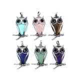 Natural Stone Pendant OWL Shape Healing Crystal Aventurine Amethyst Lapis