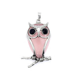 Natural Stone Pendant OWL Shape Healing Crystal Aventurine Amethyst Lapis