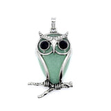 Natural Stone Pendant OWL Shape Healing Crystal Aventurine Amethyst Lapis