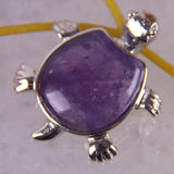 Abalone Shell/Amethyst/Blue Sandstone/Agate/Rose Crystal Turtle Pendant