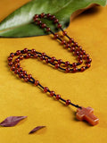 Red Agate Stone Bead Catholic Rosary Necklace with Cross Pendant