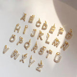 Simulated Pearl Bead Necklace Choker with Zircon Initial Charms