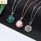 CSJA Amethysts Crystal Pendant Necklace Stainless Steel
