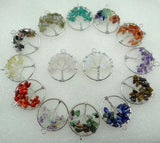 30mm Natural Gem Stone Mix Lapis Quartz Crystal 7 Chakra Reiki Healing Tree