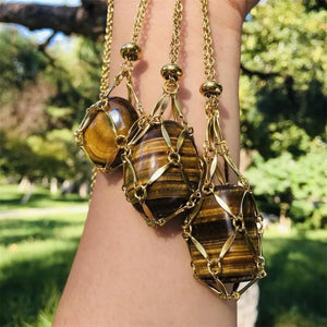 Crystal Stone Holder Necklace Adjustable Cage DIY Jewelry
