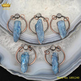 Natural Kyanite Point Pendant Jewelry, Bronze Plated Stone Charms