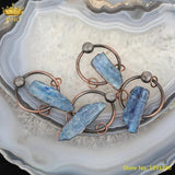 Natural Kyanite Point Pendant Jewelry, Bronze Plated Stone Charms