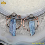 Natural Kyanite Point Pendant Jewelry, Bronze Plated Stone Charms