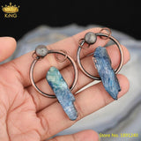 Natural Kyanite Point Pendant Jewelry, Bronze Plated Stone Charms