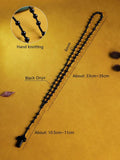 6mm Agate Rosary Necklace Cross Pendant