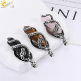 CSJA Viking Dragon Crystal Man Necklace Pink Crystal Wings Necklaces
