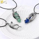 CSJA Viking Dragon Crystal Man Necklace Pink Crystal Wings Necklaces