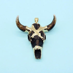 Coffee Bull Head Stone Resin Pendant for DIY Jewelry Making