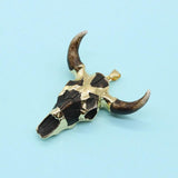 Coffee Bull Head Stone Resin Pendant for DIY Jewelry Making