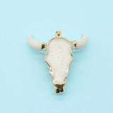 Coffee Bull Head Stone Resin Pendant for DIY Jewelry Making