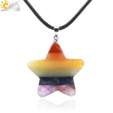 Chakra Star Pendant Necklace Natural Gem Stone Energy Crystal Gift
