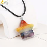 Chakra Star Pendant Necklace Natural Gem Stone Energy Crystal Gift