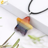 Chakra Star Pendant Necklace Natural Gem Stone Energy Crystal Gift