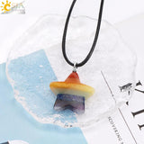 Chakra Star Pendant Necklace Natural Gem Stone Energy Crystal Gift