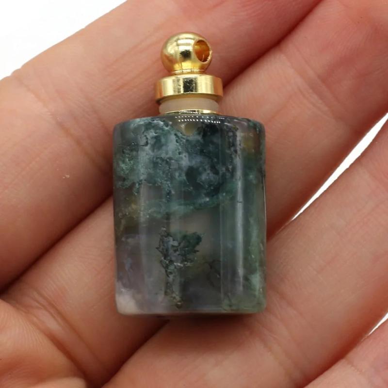 Natural Stone Perfume Bottle Pendant Aquatic Agates/Turquoise DIY Necklace