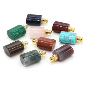 Natural Stone Perfume Bottle Pendant Aquatic Agates/Turquoise DIY Necklace