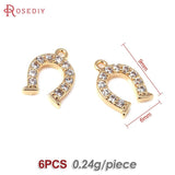 6PCS 18K Brass Zircon Leg Charms Pendants Jewelry Making Accessories