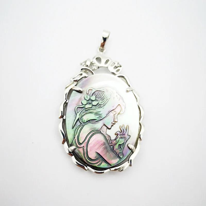 36X56MM Mermaid Beauty Oval Alloy Bead Pendant