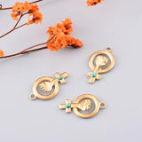 5pcs Stainless Steel Cross Turquoise Hand Pendant DIY Jewelry Making