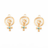 5pcs Stainless Steel Cross Turquoise Hand Pendant DIY Jewelry Making