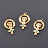 5pcs Stainless Steel Cross Turquoise Hand Pendant DIY Jewelry Making