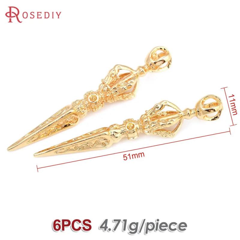 6PCS 18K Brass Buddhist Instruments Charms Pendants DIY Jewelry Making
