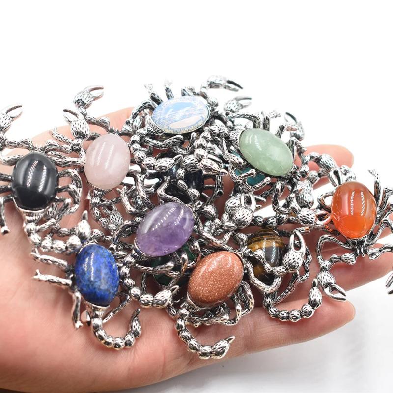Stone Roses Quartz Scorpion Pendant Brooch 6pcs/lot