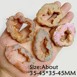 Natural Agate Geode Slice Pendant Pink Quartz Necklace Accessory
