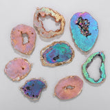 Natural Agate Geode Slice Pendant Pink Quartz Necklace Accessory