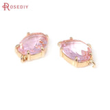 10PCS 18K Brass Glass 2 Holes Connect Bean Shape Charms Pendants