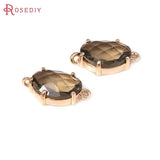 10PCS 18K Brass Glass 2 Holes Connect Bean Shape Charms Pendants