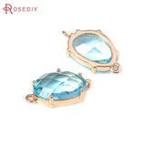 10PCS 18K Brass Glass 2 Holes Connect Bean Shape Charms Pendants
