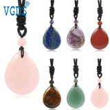 Natural Rose Quartz Agate Pendant Necklace Healing Stone Charms