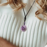 Natural Rose Quartz Agate Pendant Necklace Healing Stone Charms