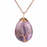 Tree of Life Amethyst Droplet Pendant Necklace