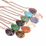 Tree of Life Amethyst Droplet Pendant Necklace