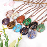 Tree of Life Amethyst Droplet Pendant Necklace