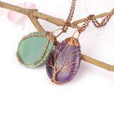 Tree of Life Amethyst Droplet Pendant Necklace