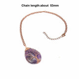 Tree of Life Amethyst Droplet Pendant Necklace
