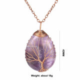 Tree of Life Amethyst Droplet Pendant Necklace