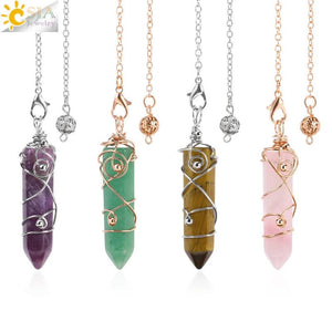 CSJA Hexagonal Stone Pendulum for Divination Radiesthesia Spirituality