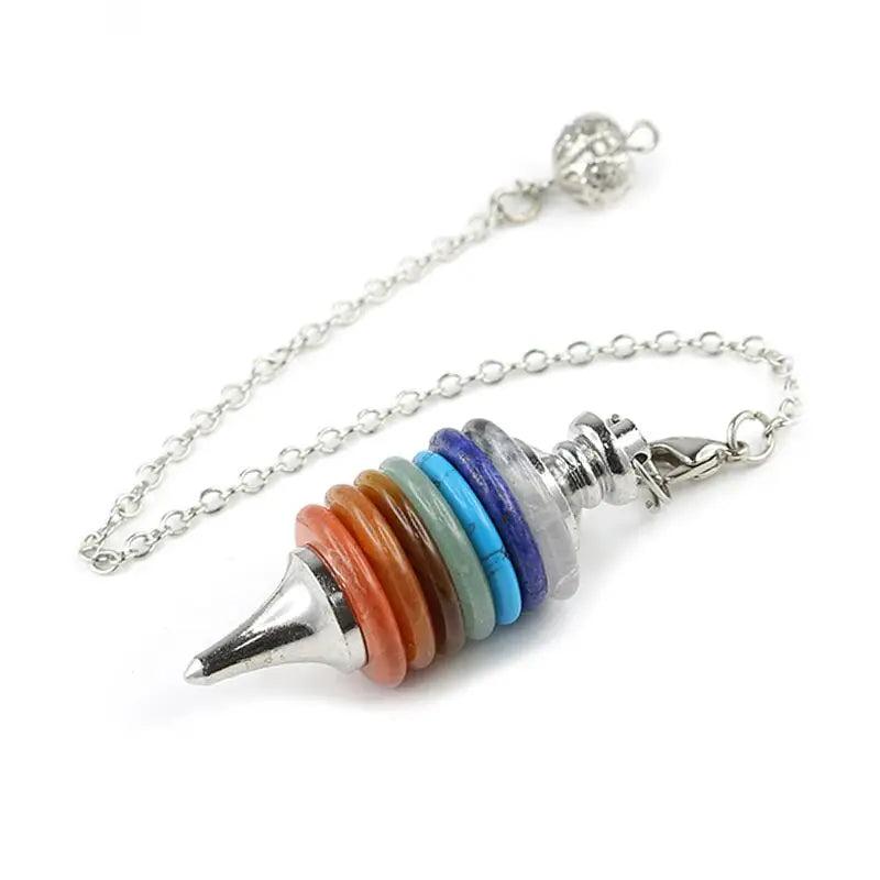 Natural Crystals Pendant 7 Chakra Pendulum for Dowsing Divination