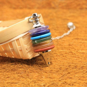 Natural Crystals Pendant 7 Chakra Pendulum for Dowsing Divination
