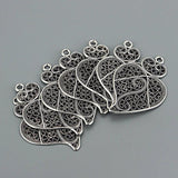 4PCS Antique Filigree Love Viana Heart Charms Pendants for DIY Jewelry